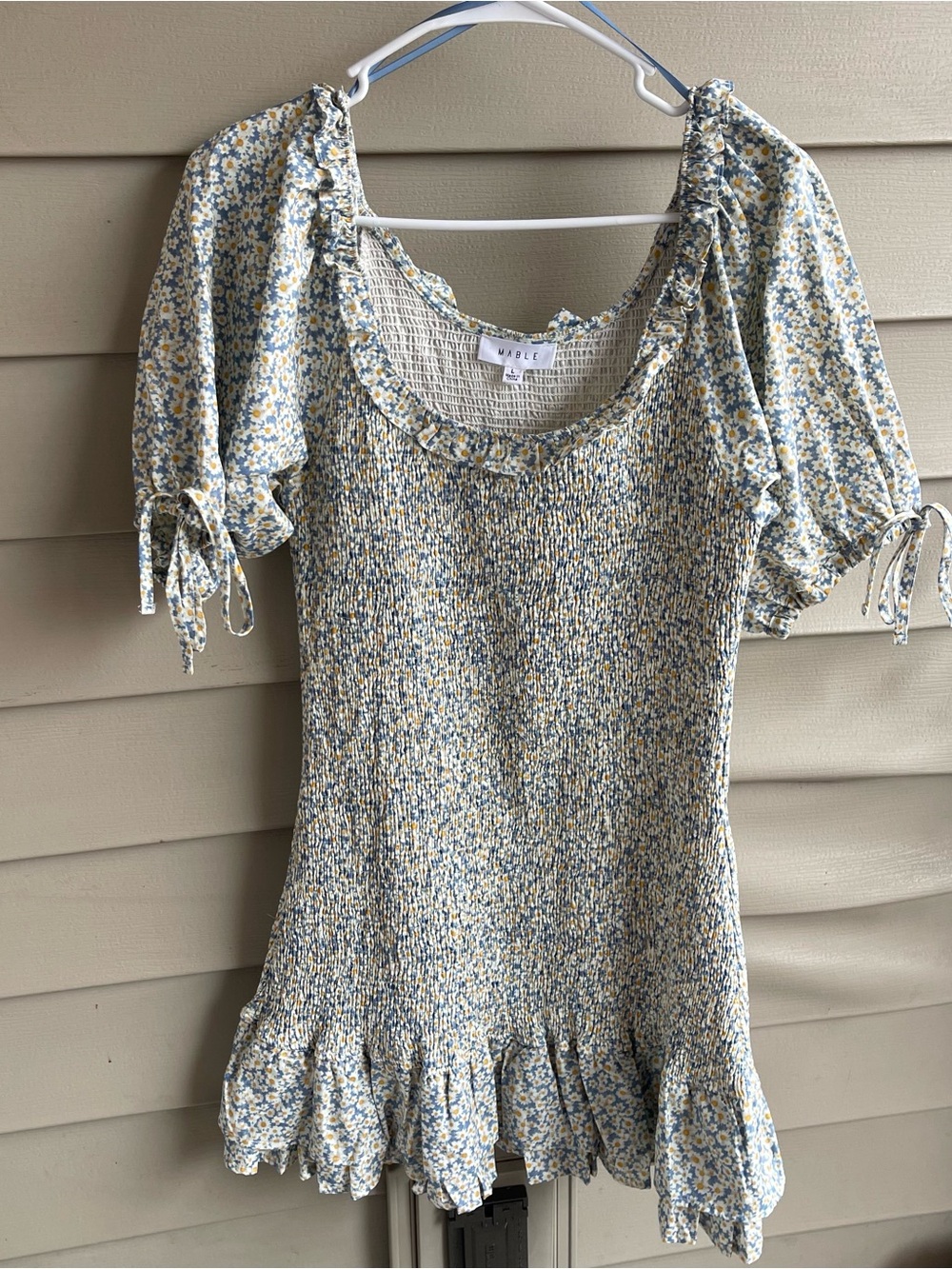 Mable Floral Smacked Mini Dress Drop Waist Feminine Balletcore Cottagecore‎ L